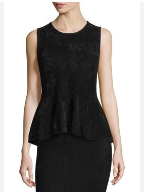 JASON WU black Chenille Peplum Top XS